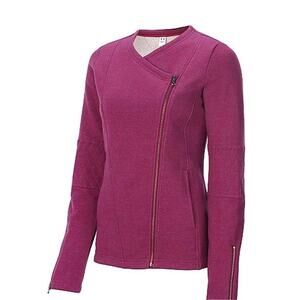 Under Armour Studio Terry Moto Jacket Zip Fitted Small Women Dark Pink